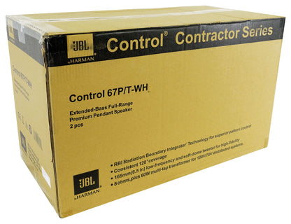 Pair JBL Control 67 P/T 6.5" 60w Commercial 70v White Pendant Speakers C67P/T-WH