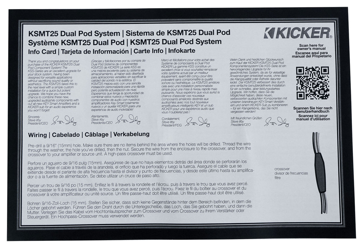 Kicker 47KSMT2504 50 Watt 2.5" Dual Pod Car Audio Dashboard Component Speakers