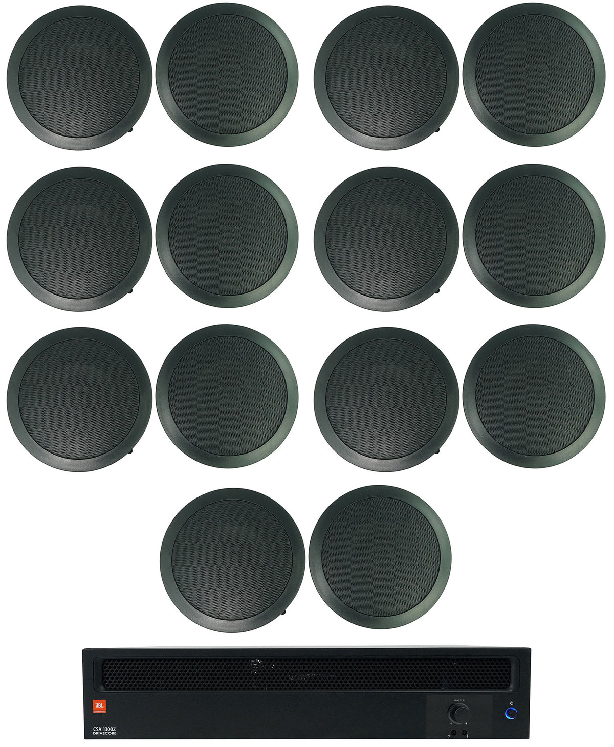 JBL CSA1300Z 70v Commercial Amplifier + (14) Black In-Ceiling Speakers CSA 1300Z