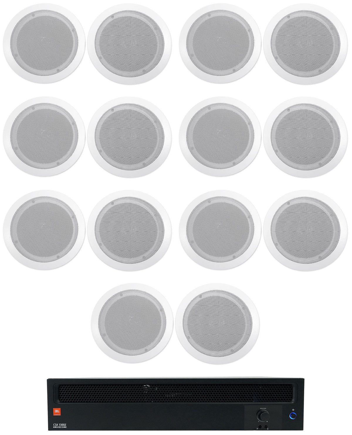 JBL CSA1300Z 70v Commercial Amplifier + (14) White In-Ceiling Speakers CSA 1300Z
