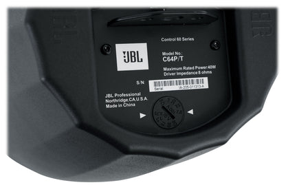 (2) JBL Control 64P/T 4" 30W Commercial 70V Black Pendant Speakers+Amplifier
