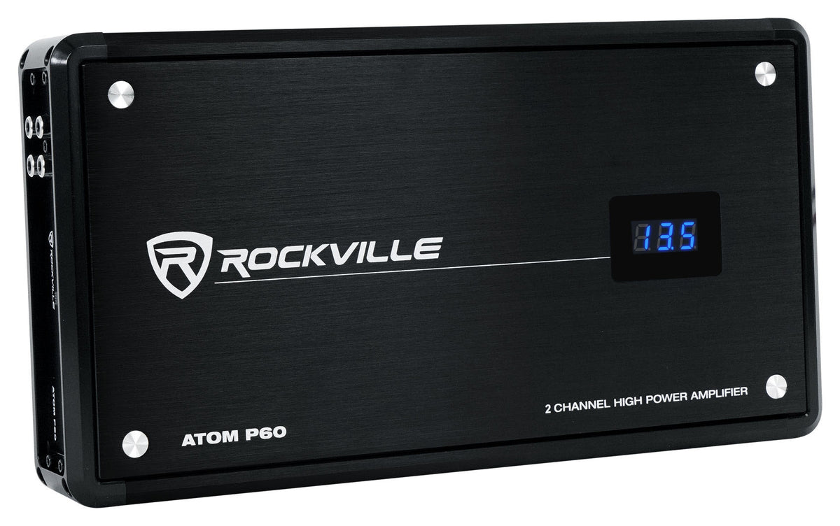 Rockville ATOM P60 4800 Watt Peak/1200w RMS 2 Channel Car/ATV Amplifier w Meter