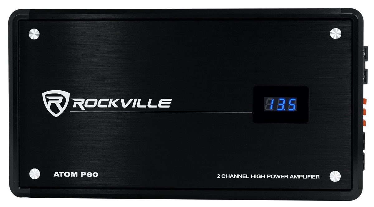 Rockville ATOM P60 4800 Watt Peak/1200w RMS 2 Channel Car/ATV Amplifier w Meter