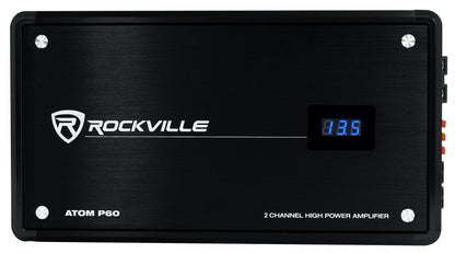 Rockville ATOM P60 4800 Watt Peak/1200w RMS 2 Channel Car/ATV Amplifier w Meter