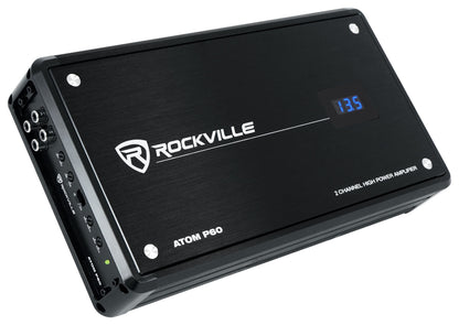 Rockville ATOM P60 4800 Watt Peak/1200w RMS 2 Channel Car/ATV Amplifier w Meter