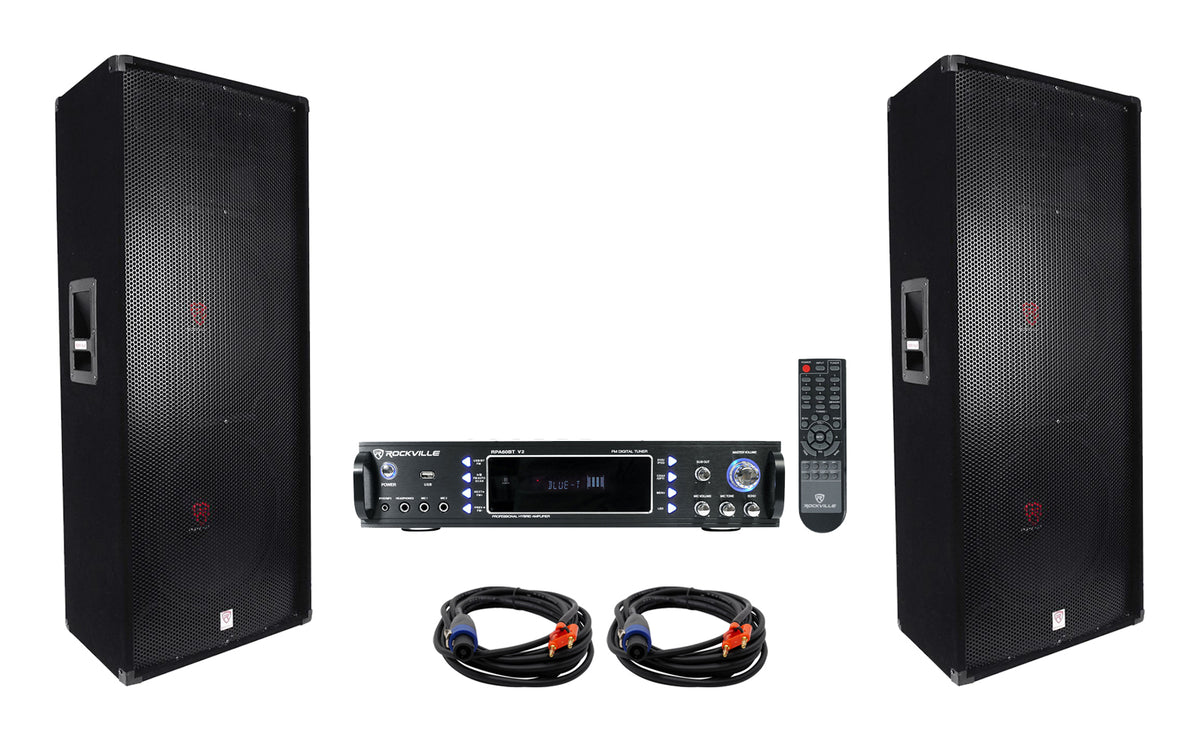 Home Audio Bundle w/ (2) Dual 15" 3000W Speakers+Bluetooth Receiver
