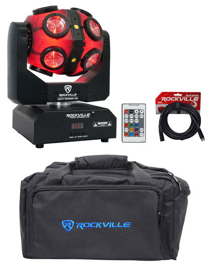 Party Spinner LED + RLB80 Bag + 25' DMX Cable Bundle