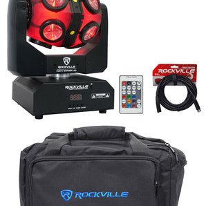 Rockville Party Spinner LED Moving Head RGBW DJ Light w/ DMX Controls+Bag+Cable