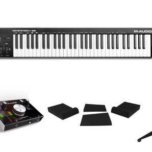 M-Audio Keystation 61 III Keyboard Controller+Mic+Headphones+Interface+Monitors