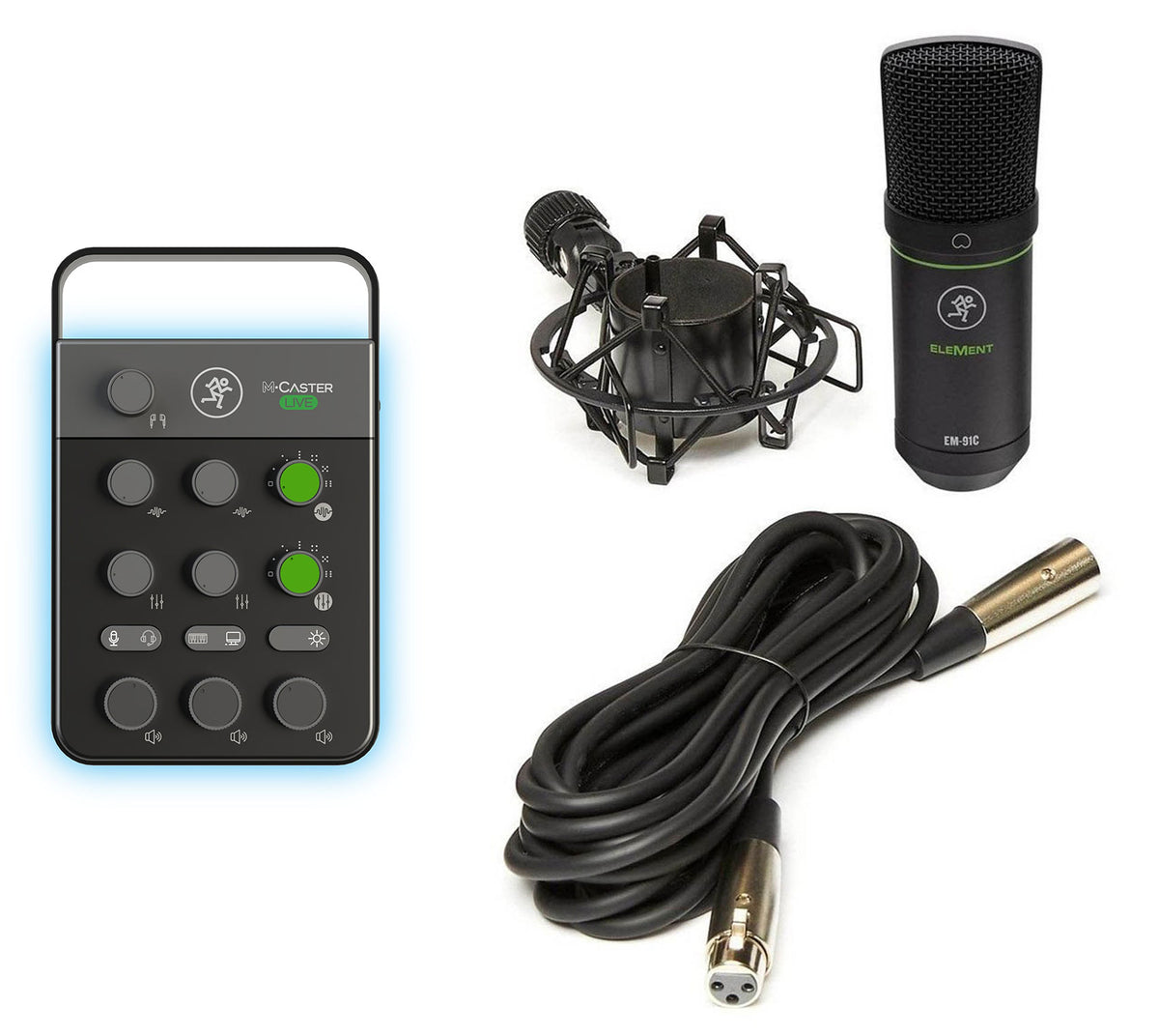 M Caster Live Streaming Podcasting Portable Smartphone/USB FX Mixer + Mic