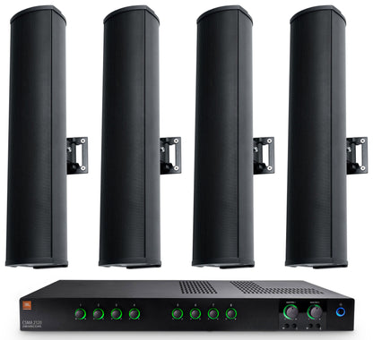 CSMA 2120 2x120W Amplifier + (4) Black Column Line Array Speakers