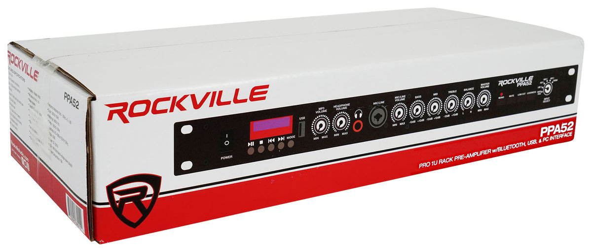 Rockville PPA52 Preamp Pro 1U Pre-Amplifier w/Bluetooth/USB/Computer Interface