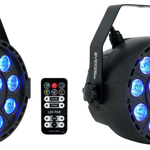 2) Rockville RockPAR TRI LED RGB Compact Par Can DJ DMX Wash Lights+Remote Black