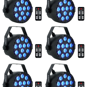 6) Rockville RockPAR TRI LED RGB Compact Par Can DJ DMX Wash Lights+Remote Black