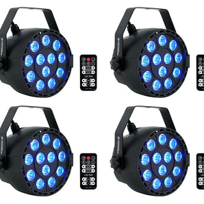 8) Rockville RockPAR TRI LED RGB Compact Par Can DJ DMX Wash Lights+Remote Black