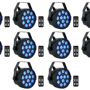 10 Rockville RockPAR TRI LED RGB Compact Par Can DJ DMX Wash Lights+Remote Black