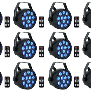 12 Rockville RockPAR TRI LED RGB Compact Par Can DJ DMX Wash Lights+Remote Black