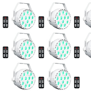 10 Rockville RockPAR TRI LED RGB Compact Par Can DJ DMX Wash Lights+Remote White