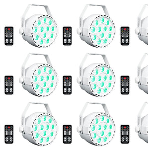 12 Rockville RockPAR TRI LED RGB Compact Par Can DJ DMX Wash Lights+Remote White