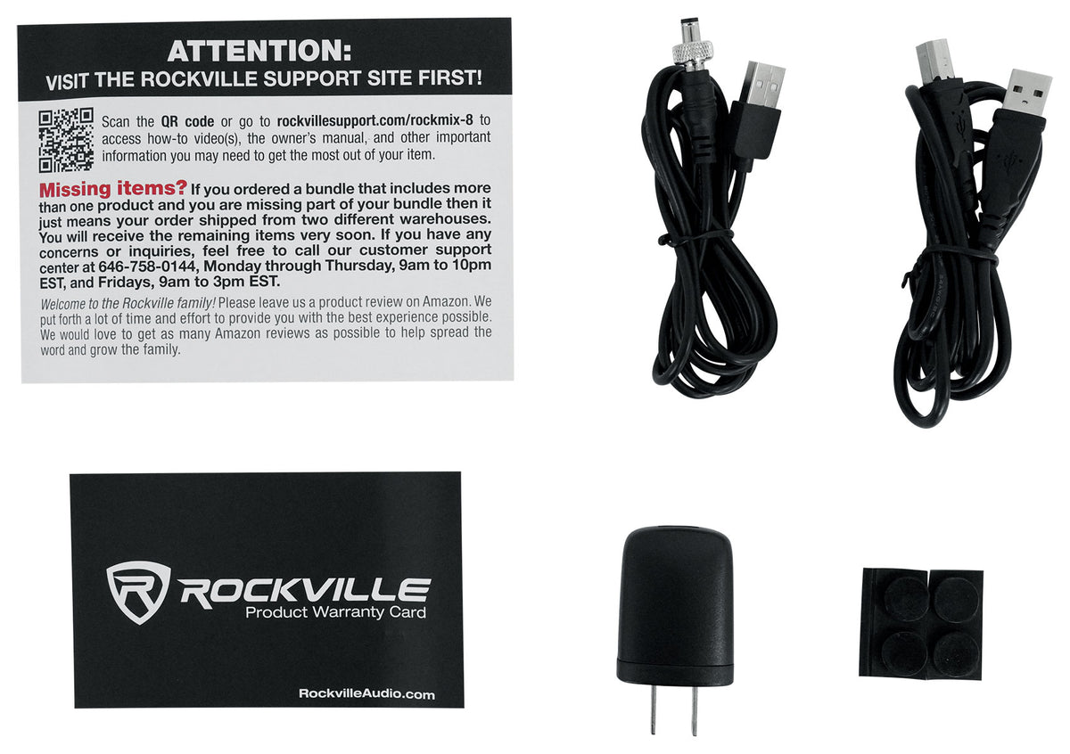 Rockville ROCKMIX 8 Channel Mixer w USB Recording Interface+Compressor+Bluetooth