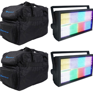 (2) Rockville STAGE PANEL 864 LED RGB Pro Stage Wash Lights w/Strobe/Matrix+Bags