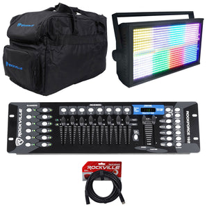 Rockville STAGE PANEL 864 LED RGB DMX Wash Light+Strobe+Matrix+Controller+Bag