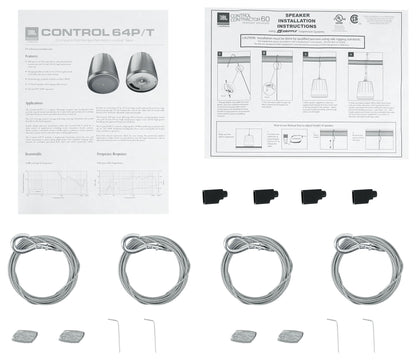 (2) JBL Control 64P/T 4" 30w Commercial 70v Hanging Pendant Speakers C64P/T-WH