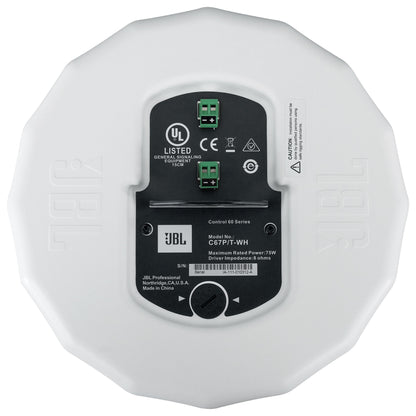 (2) JBL Control 67 P/T 6.5" 60w Commercial 70v White Pendant Speakers C67P/T-WH