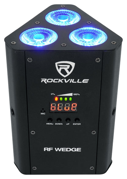 (5) RF WEDGE BLACK RGBWA+UV Battery Wireless DMX DJ Up Lights + RF Remotes
