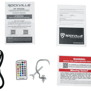 8 Rockville RF WEDGE BLACK RGBWA+UV Battery Wireless DMX DJ Up Lights+RF Remotes