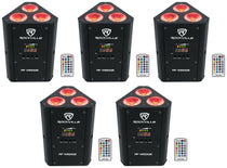 (5) RF WEDGE BLACK RGBWA+UV Battery Wireless DMX DJ Up Lights + RF Remotes