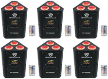 (6) RF WEDGE BLACK RGBWA+UV Battery Wireless DMX Up Lights + RF Remotes