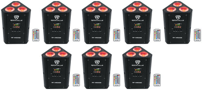8 RF WEDGE BLACK RGBWA+UV Battery Wireless DMX DJ Up Lights+RF Remotes