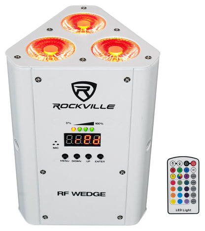 (3) RF WEDGE WHITE RGBWA+UV Battery Wireless DMX Up Lights+Remotes+Bag