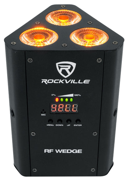 (4) RF WEDGE BLACK RGBWA+UV Wireless DMX Up Lights+384 Ch. Controller