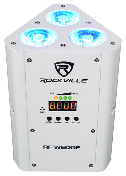(6) RF WEDGE WHITE RGBWA+UV Wireless DMX Up Lights + ROCKFORCE W2 Controller