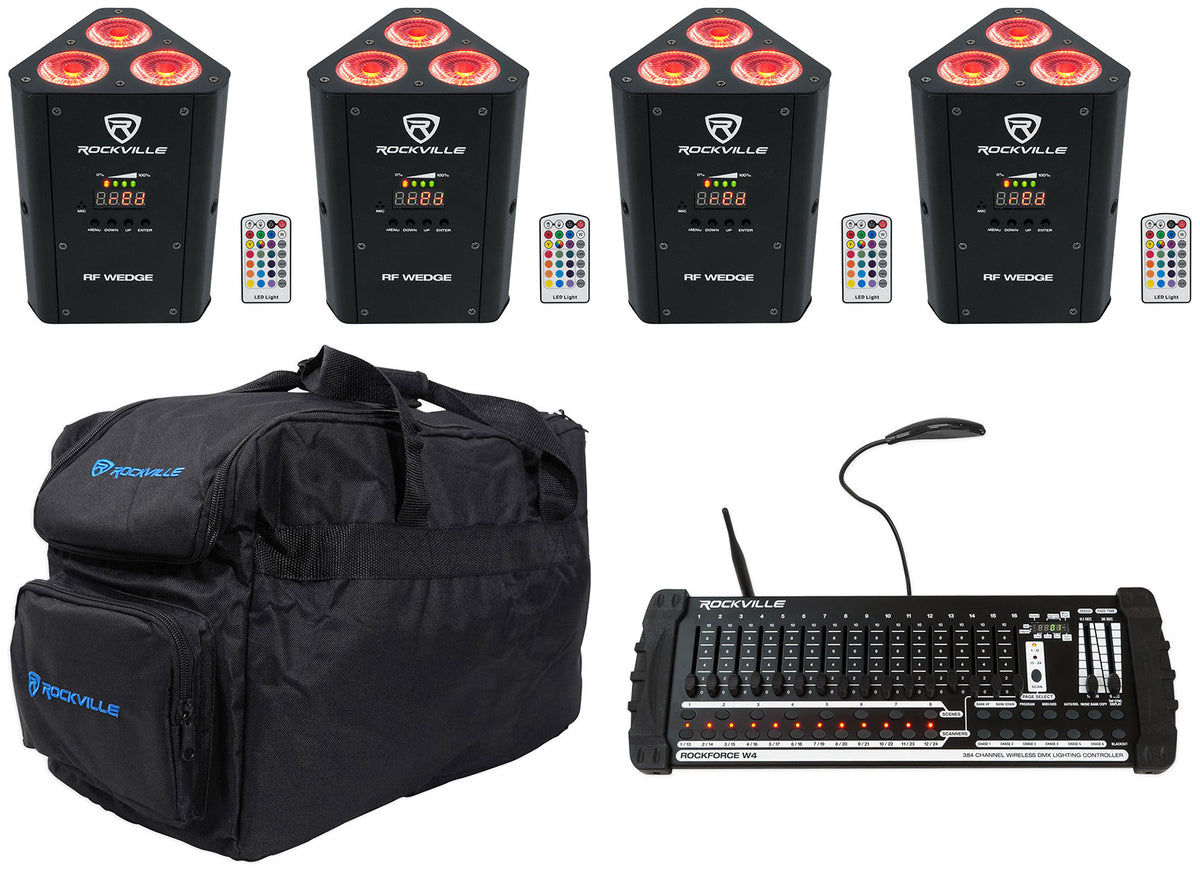 RF Wedge White 4-Pack + ROCKFORCE W4 Controller + RLB30 Bag Bundle