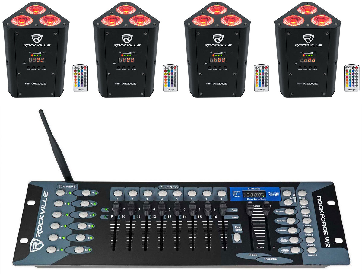 RF Wedge Black 4-Pack + ROCKFORCE W2 Controller Bundle