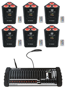 (6) RF WEDGE BLACK RGBWA+UV Wireless DMX Up Lights + ROCKFORCE W4 Controller