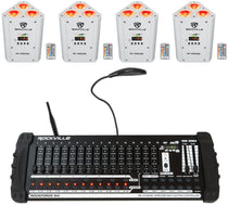 (4) RF WEDGE WHITE RGBWA+UV Wireless DMX Up Lights+384 Ch. Controller