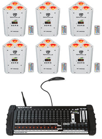 (6) RF WEDGE WHITE RGBWA+UV Wireless DMX Up Lights + ROCKFORCE W4 Controller