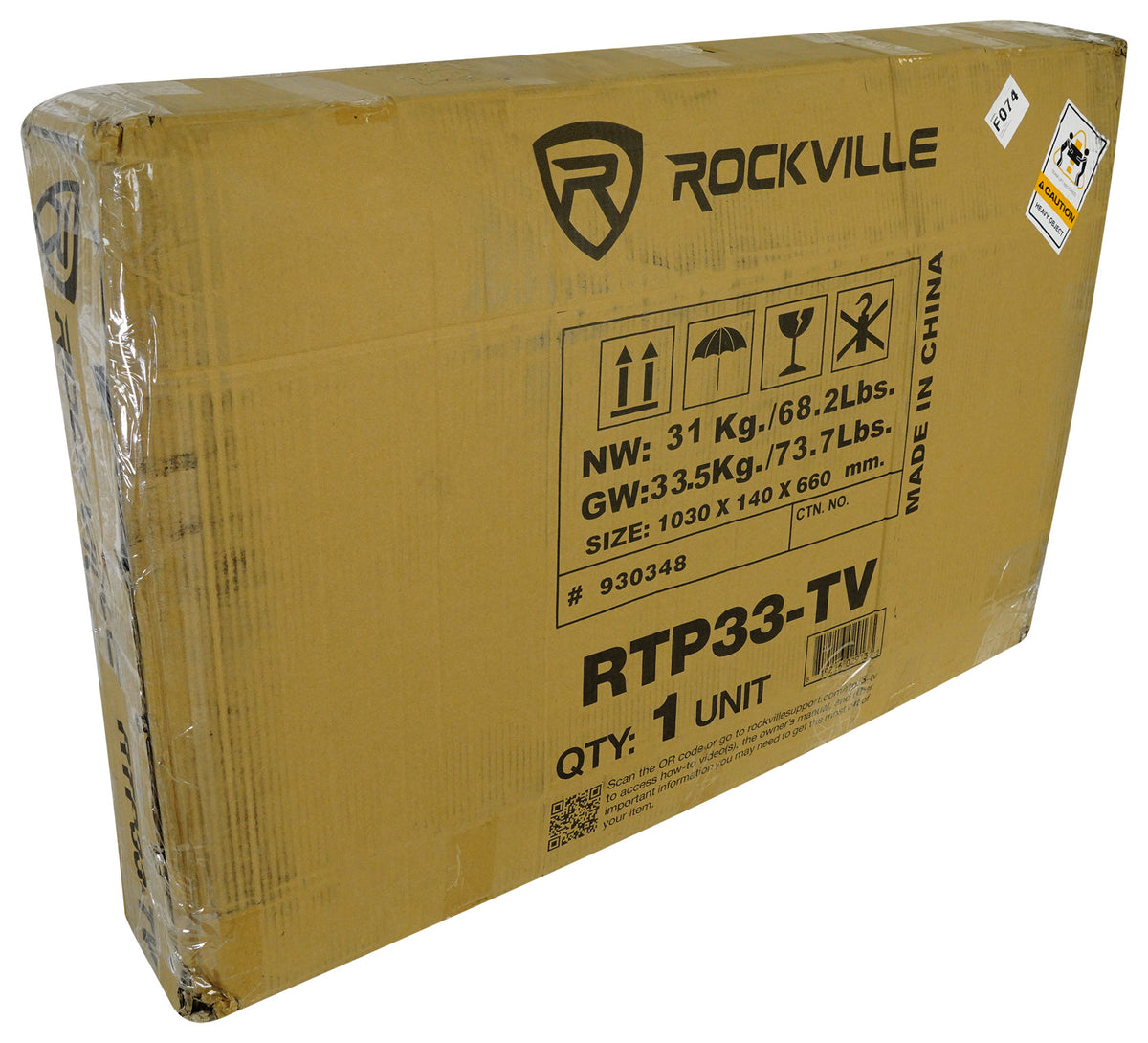 (1) Rockville RTP33-TV White/Black Totem DJ Speaker/Lighting Stand w/ TV Mount