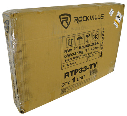 (1) Rockville RTP33-TV White/Black Totem DJ Speaker/Lighting Stand w/ TV Mount