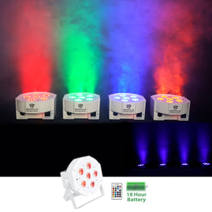 Rockville BATTERY PAR 61 White Rechargeable RGBWA+UV DMX DJ Wash Light+Remote