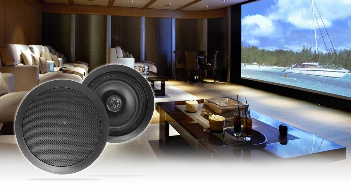 Pair Rockville HC85-16 Black 8" 700 Watt In-Ceiling Home Theater Speakers 16 Ohm
