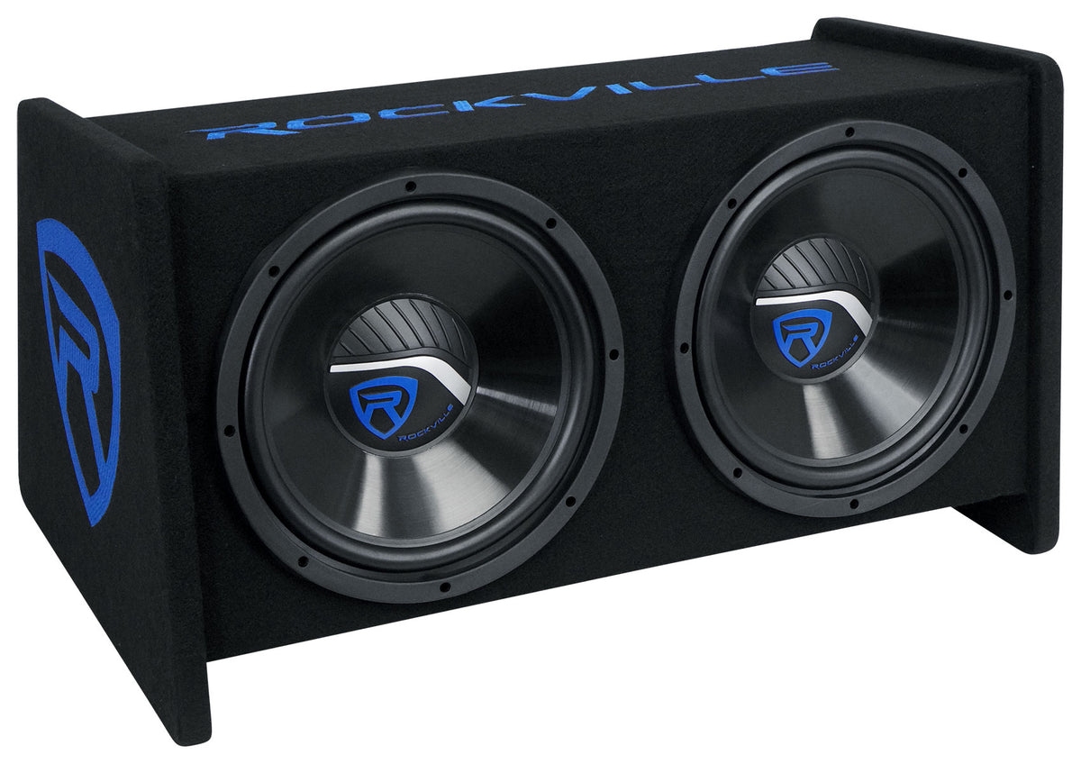 Rockville RV1212P Dual 12" 1200w Car Audio Subwoofers in Vented Sub Enclosure Box