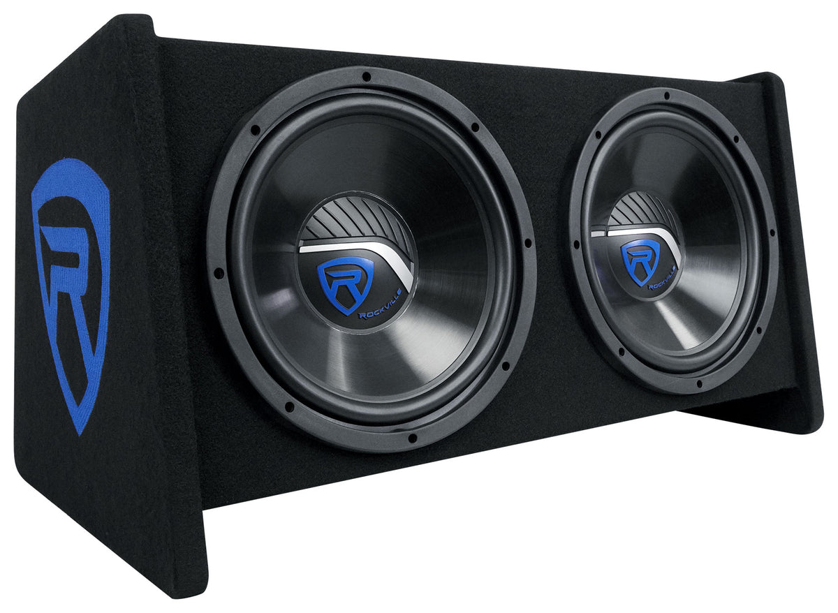 Rockville RV1212P Dual 12" 1200w Car Audio Subwoofers in Vented Sub Enclosure Box