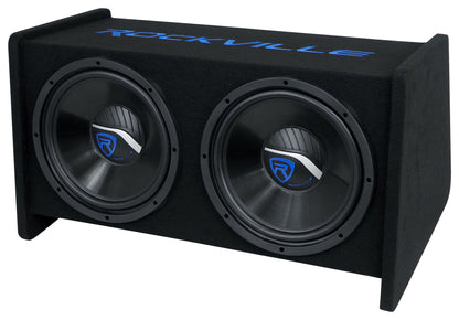 Rockville RV1212P Dual 12" 1200w Car Audio Subwoofers in Vented Sub Enclosure Box