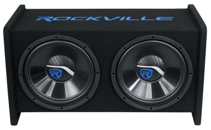 Rockville RV1212P Dual 12" 1200w Car Audio Subwoofers in Vented Sub Enclosure Box