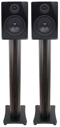 (2) APM5B 5.25" USB Studio Monitor Speakers + 36" Dark Wood Premium Stands